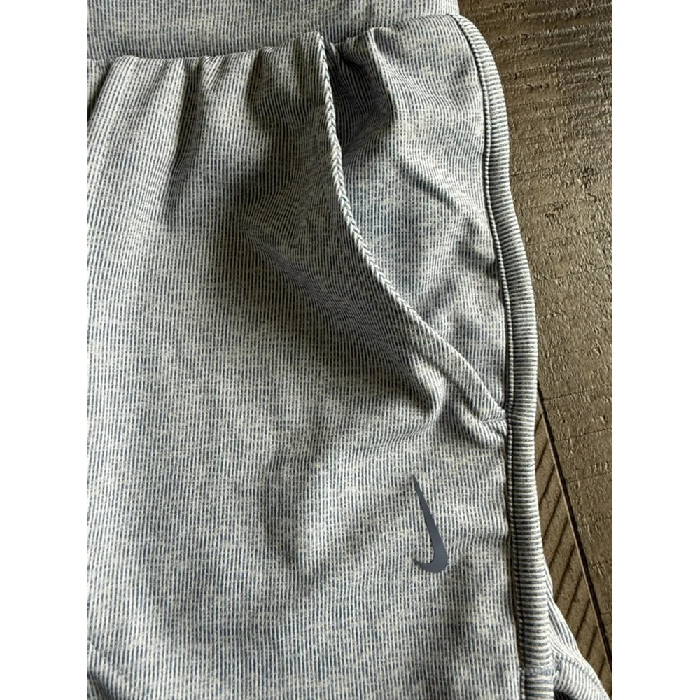 Nike Dri Fit Pull On Shorts Size L Blue Stripe with Pockets - Picture 2 of 5